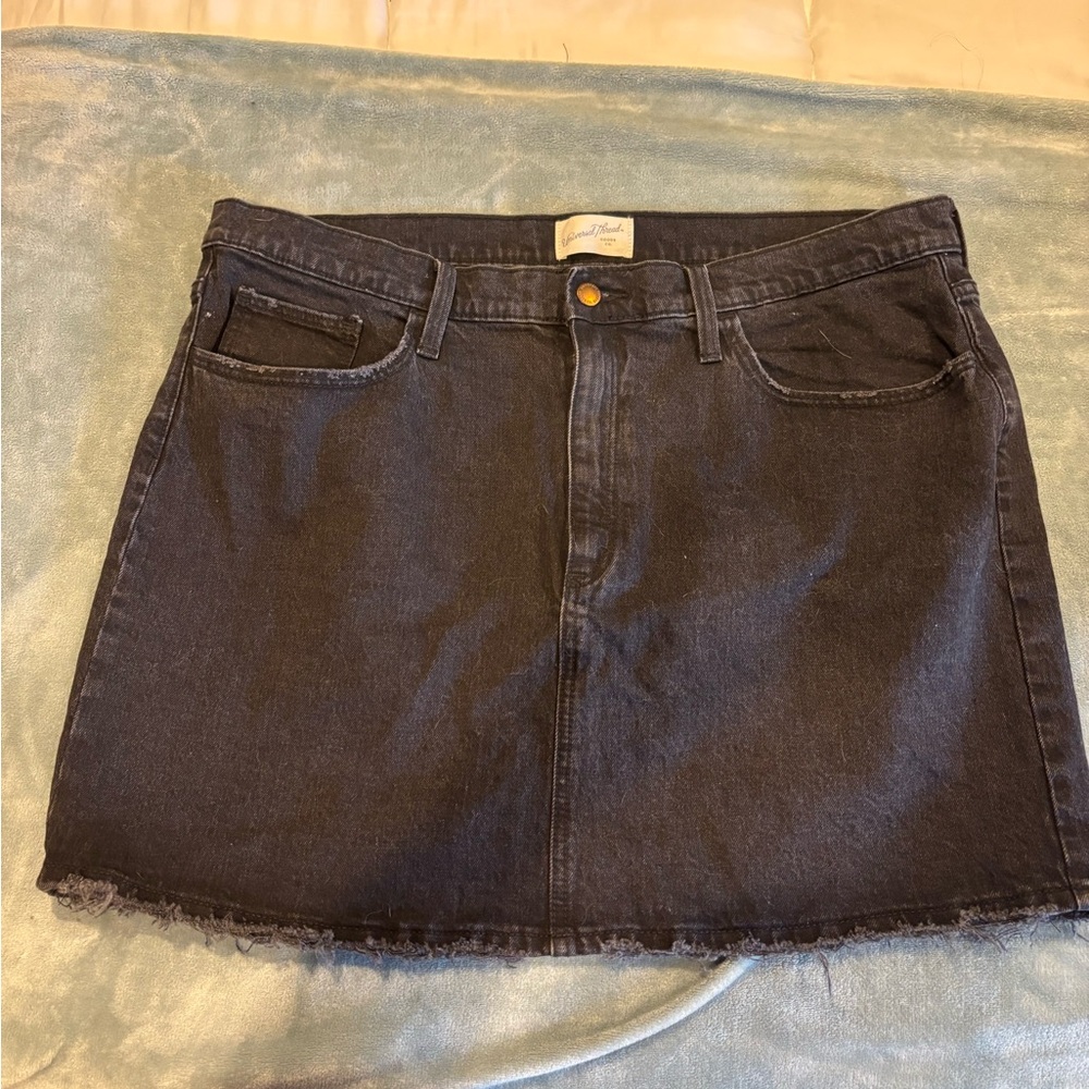 Denim Mini Skirt in Black